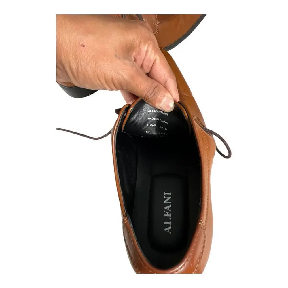 ALFANI Tan Sethtan Dress Shoes Mens Size 8 Work Wear Wedding Formal Used Once
